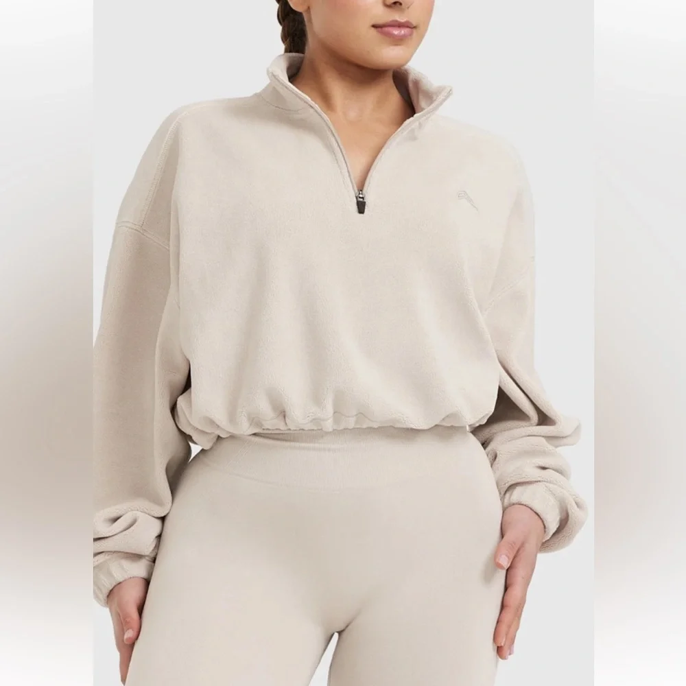 NWT Oner Active FLEECE OVERSIZED CROP 1/2 ZIP SWEATSHIRT - Picture 3 of 10